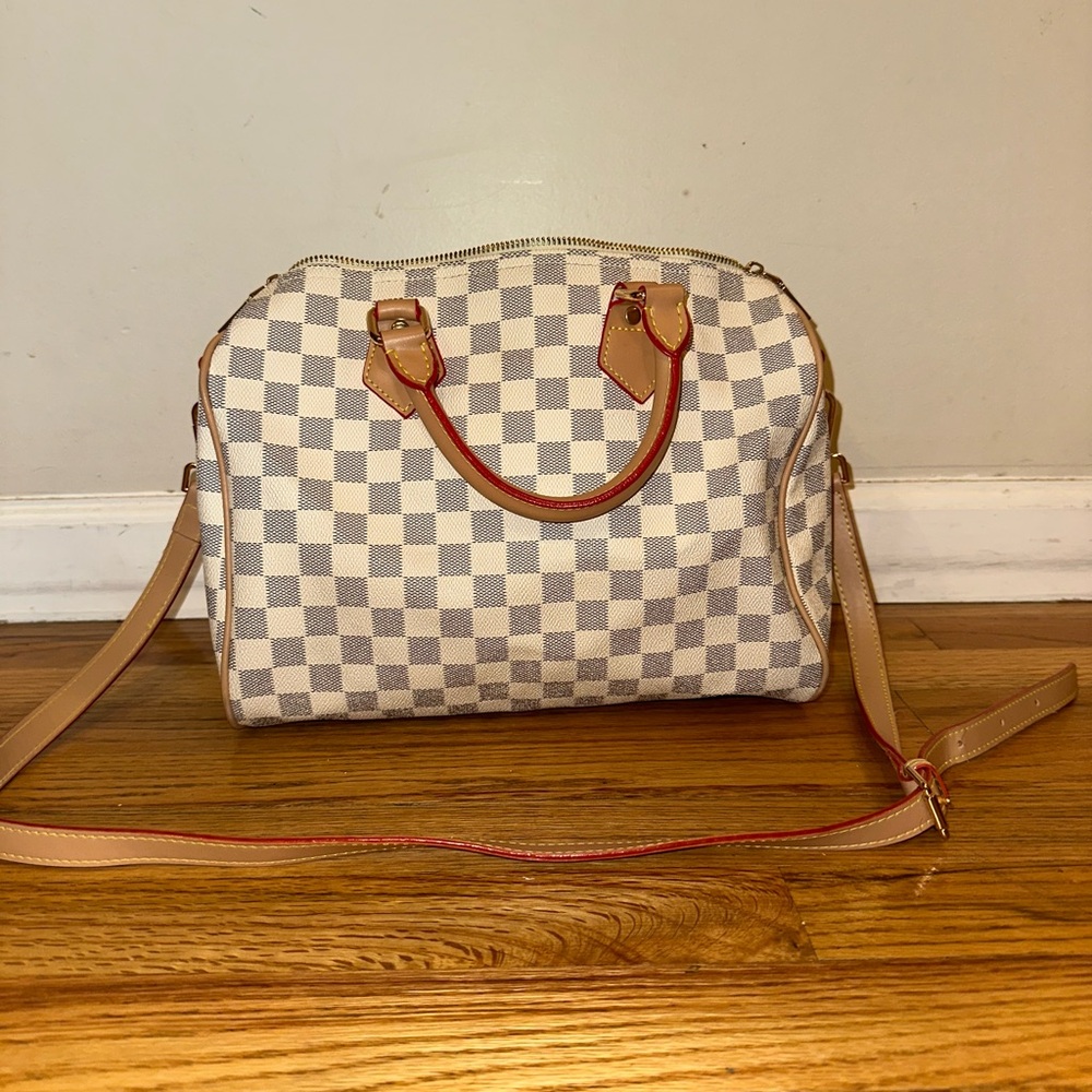 Checkered Tan and Cream Handbag